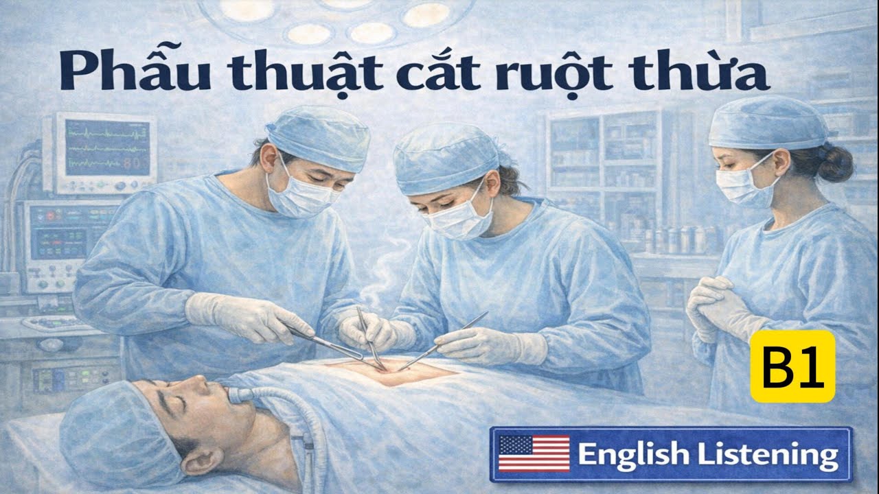 Luyện Nghe Tiếng Anh Level B1- An Appendectomy Phẫu thuật cắt ruột thừa - English Listening.