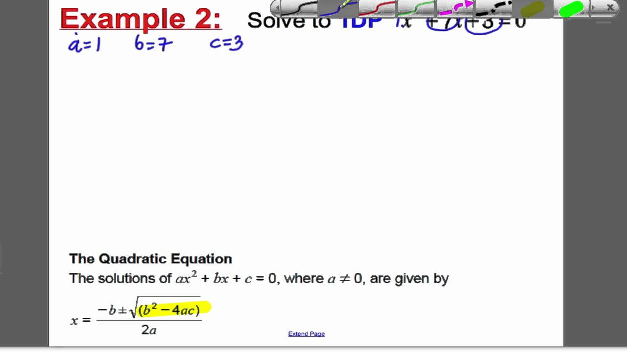 Quadratic Formula 1 (GCSE Higher Maths): Tutorial 5
