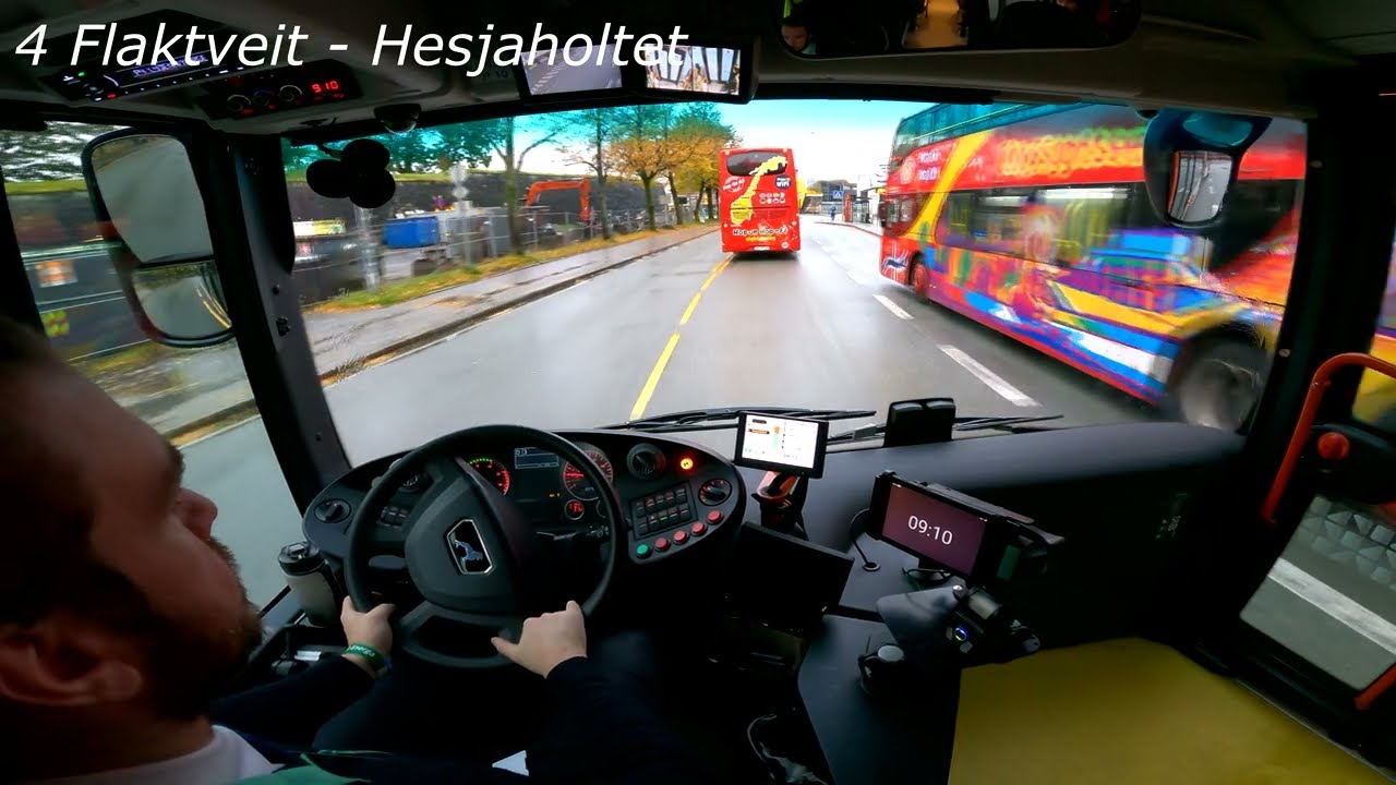 [Onboard] Easy Ride On Route 4 With A 18 Meter Bus To Hesjaholtet