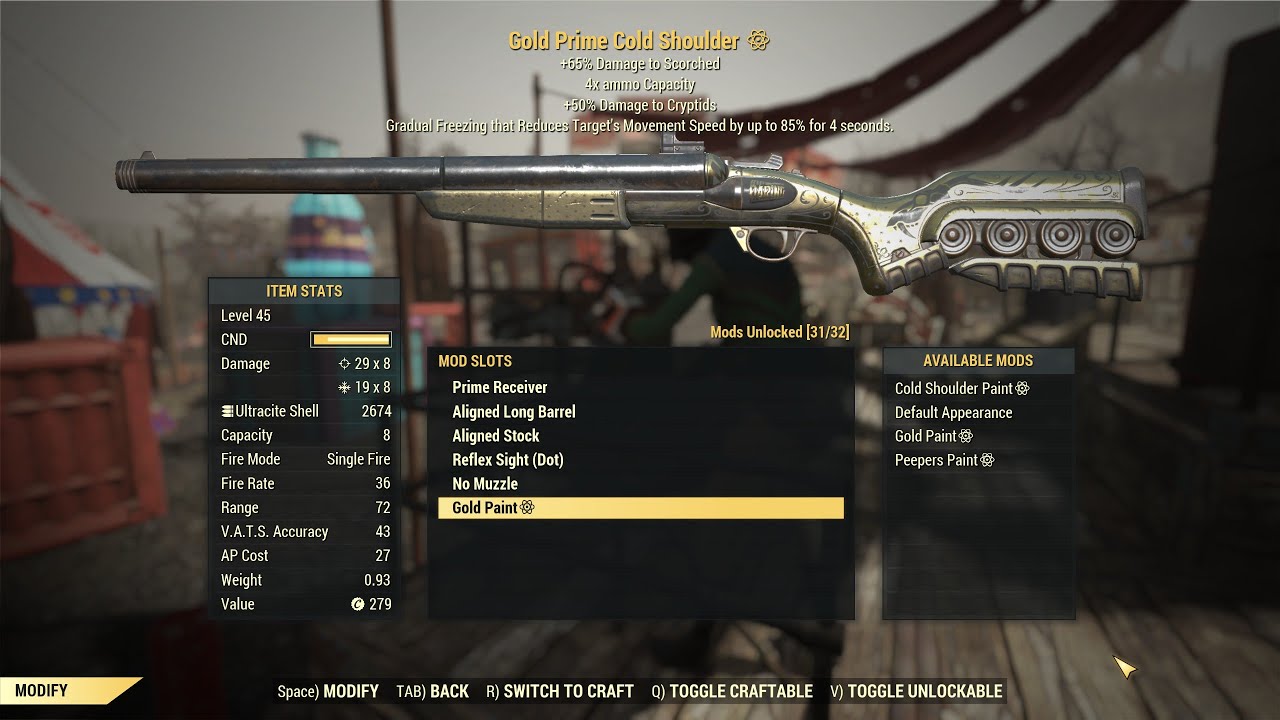 Fallout 76: Full Health Cold Shoulder.
