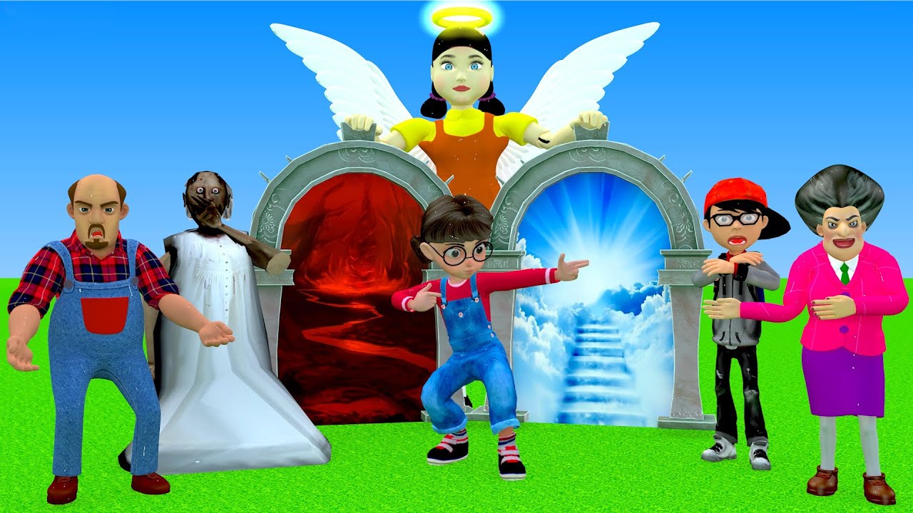Scary Teacher 3D vs Squid Game Does Miss T Deserve To Go To Heaven OR Go Down Hell 5 Times Challenge
