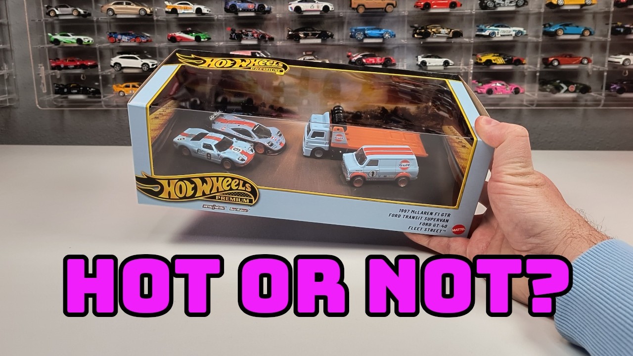 Распаковка/Обзор: Премиальный диорамный набор Hot Wheels Gulf 2026 года – новая модель McLaren GTR!