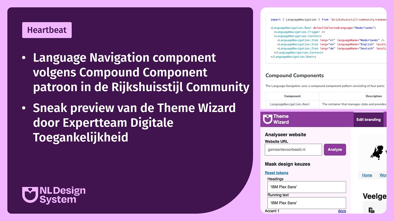 Language Navigation Compound Component, Theme Wizard preview Expertteam Digitale Toegankelijkheid