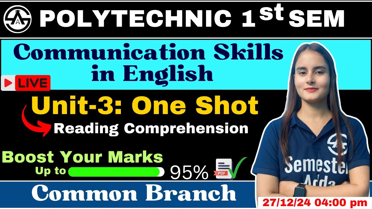 Unit-3 Communication Skills | 12 Marks  Confirmed | One Shot Revision with Important Questions