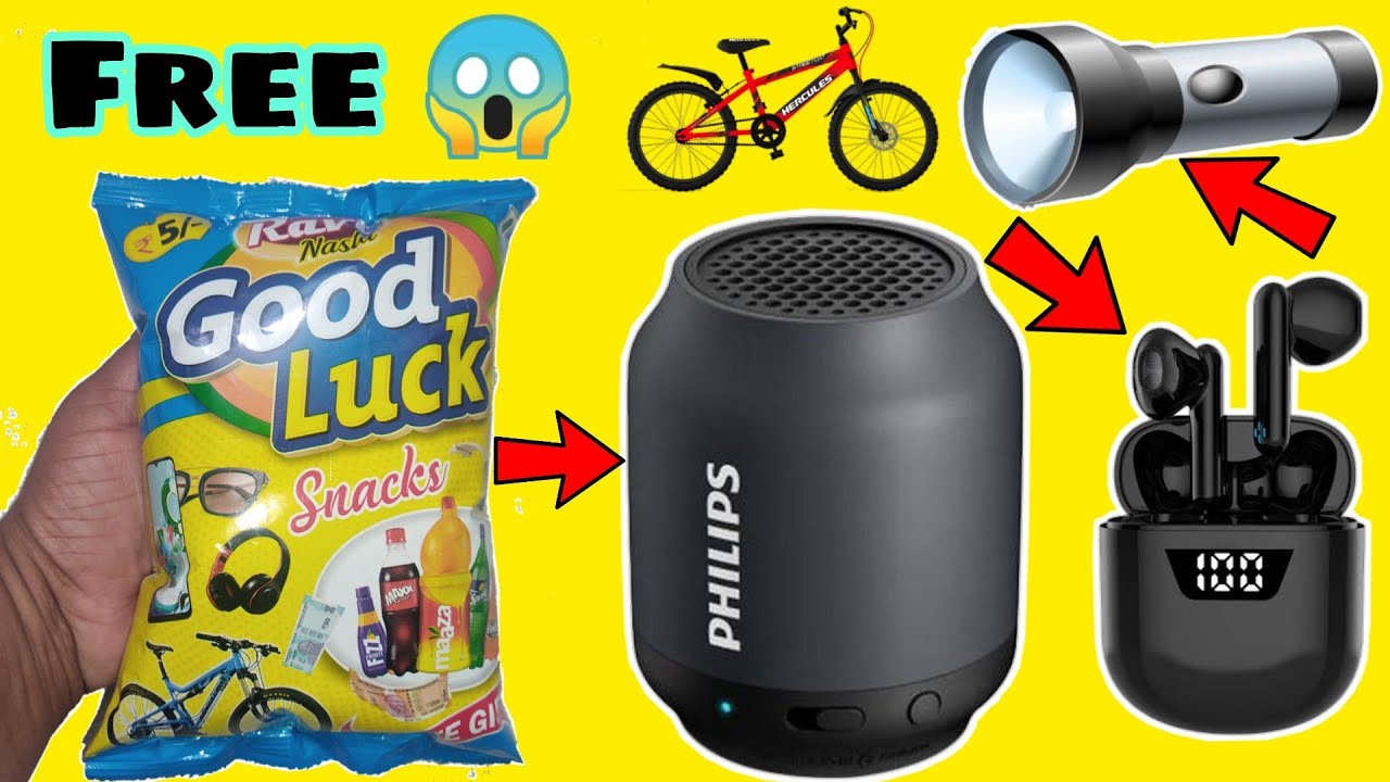 OMG Got Mini Bluetooth Speaker , Earphone & Torch and Money Inside Good Luck Snacks ! Free Gift