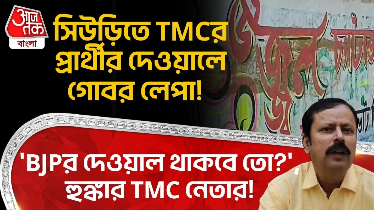 সিউড়িতে TMCর প্রার্থীর দেওয়ালে গোবর লেপা! 'BJPর দেওয়াল থাকবে তো?',হুঙ্কার TMC নেতার! Birbhum