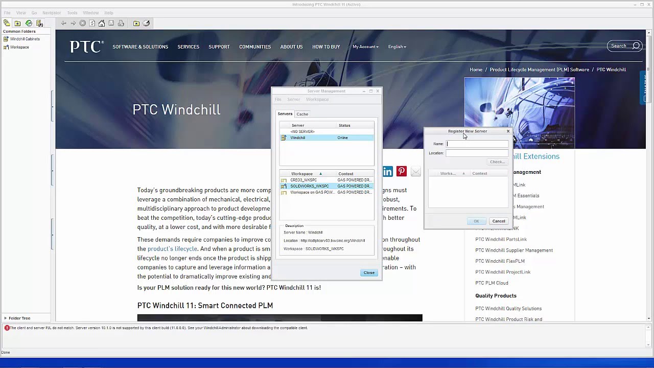 Windchill 11.0 Server & Application Registration