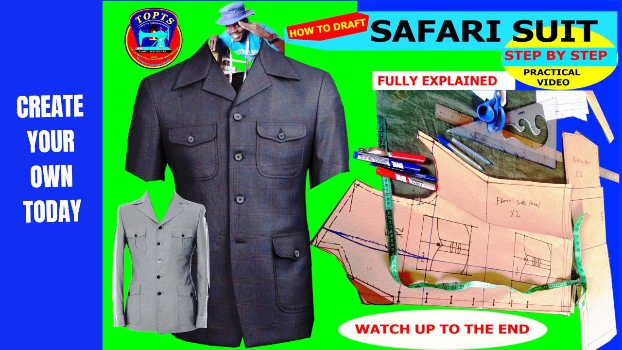 HOW TO DRAFT SAFARI SUIT STEP BY STEP /#suits