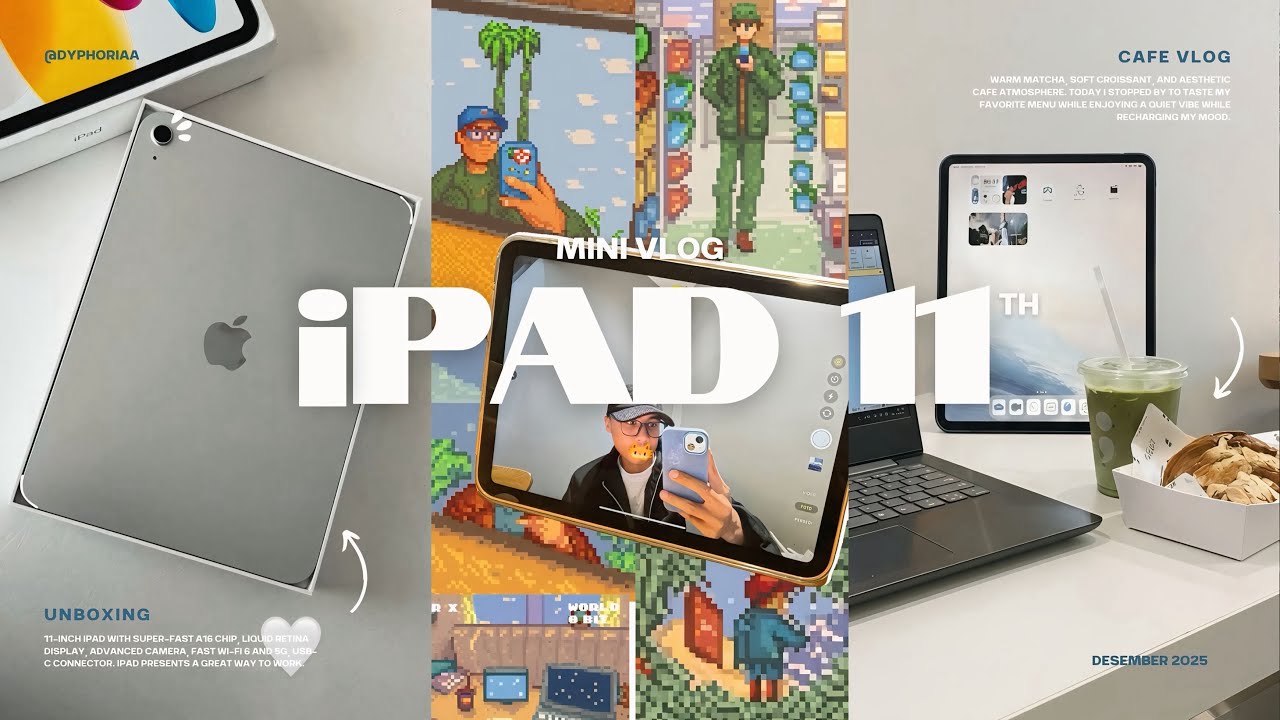  iPad 11th Gen (A16) Unboxing 2025 📦 | Silver 🩶 128Gb | Aesthetic Cafe Vlog 🥐🍵 | ✨ TikTok Haul 🇮🇩