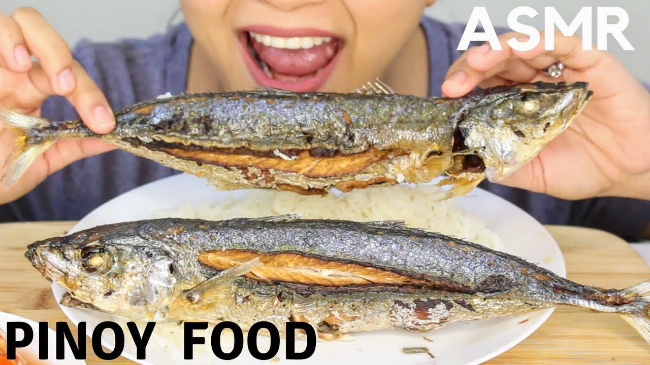 ASMR Fried Galunggong or Round Scad Fish FILIPINO FOOD Eating Sounds (EATING with HANDS)