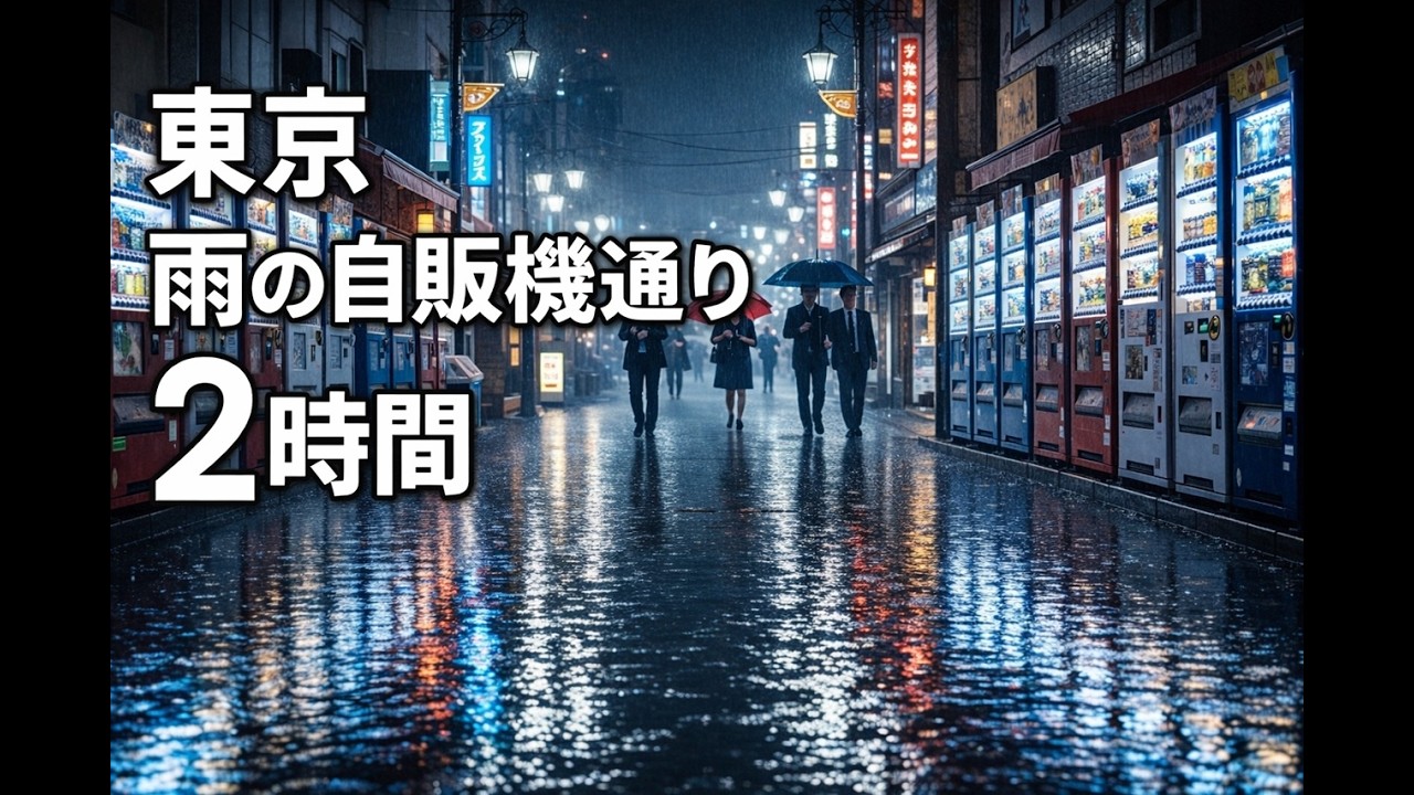東京 雨の夜【自販機通り】| 雨音アンビエンス 2時間 睡眠用