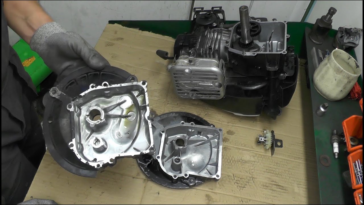Wymiana miski olejowej w silniku Briggs&Stratton (450E 500E 575EX) + prostowanie wału