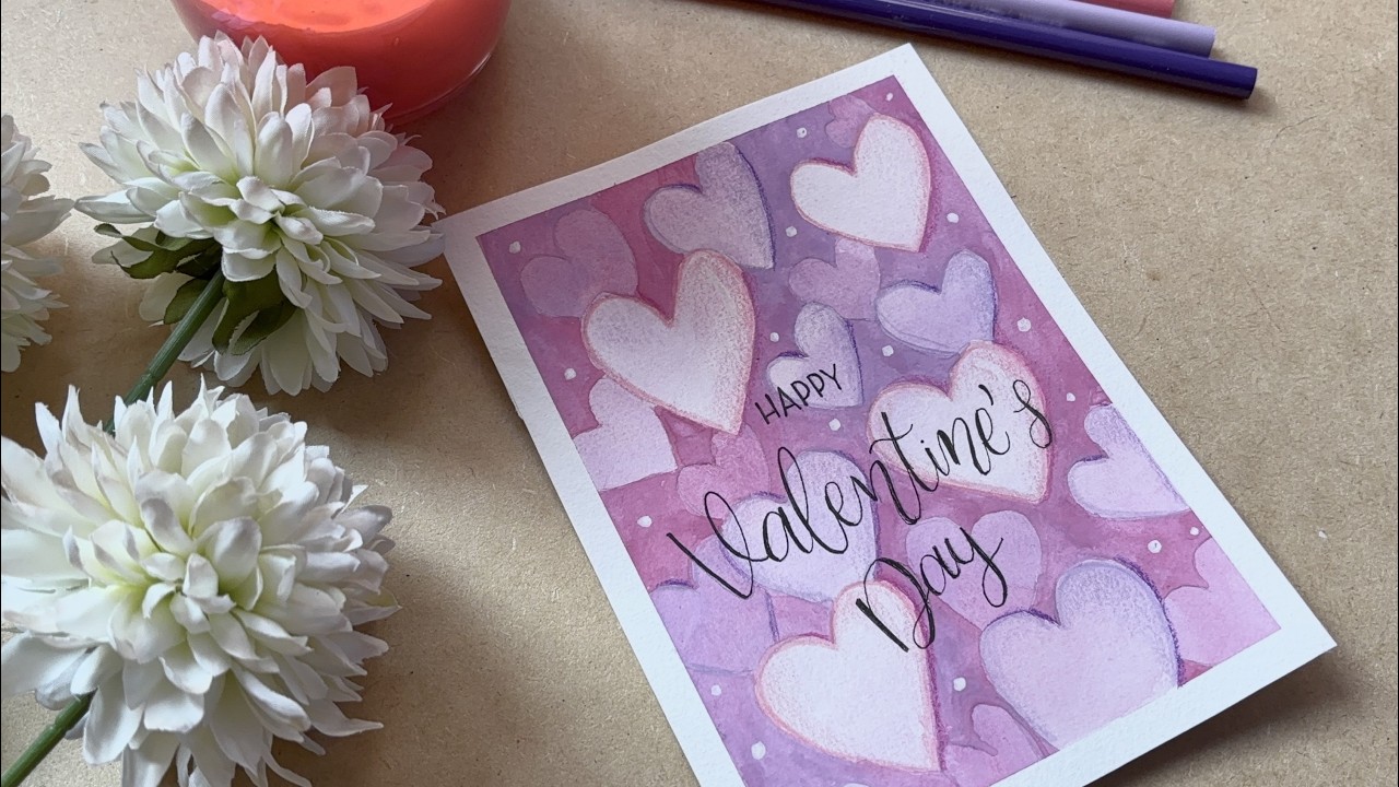 Tarjeta de San Valentín en Acuarela 💖 | Técnica en Negativo Proceso