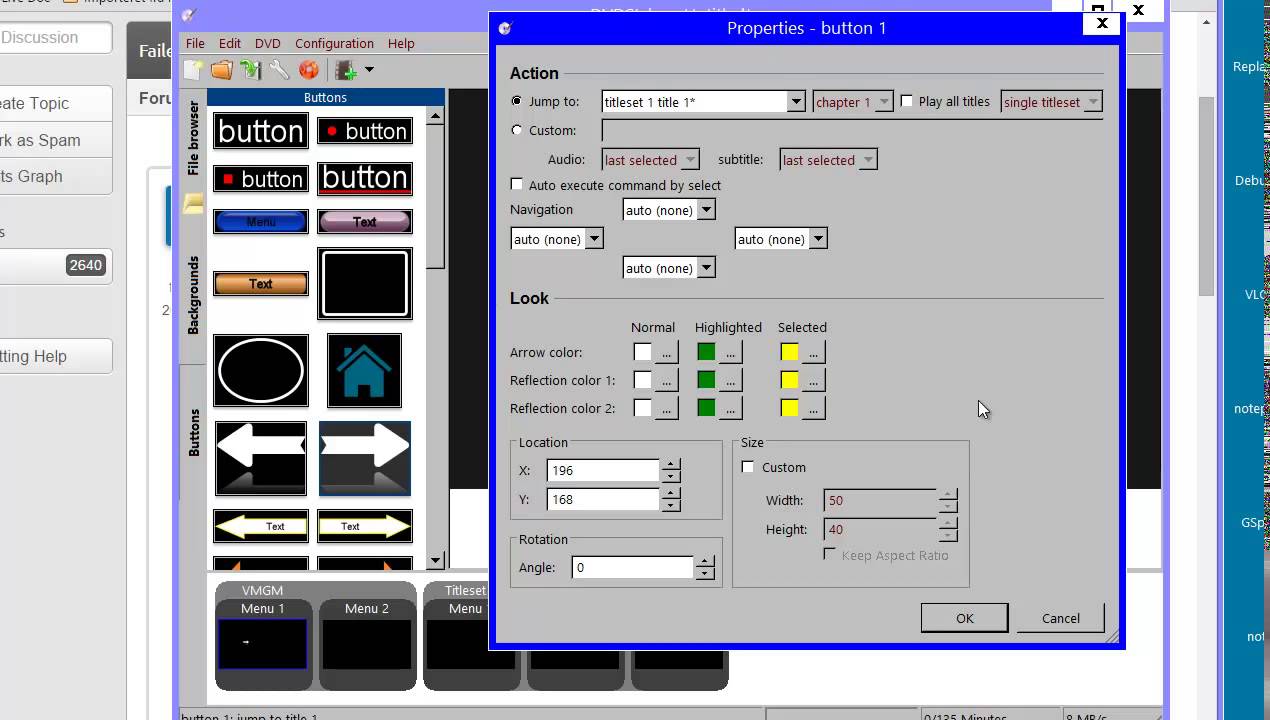 DVDStyler - Menu types and their entry