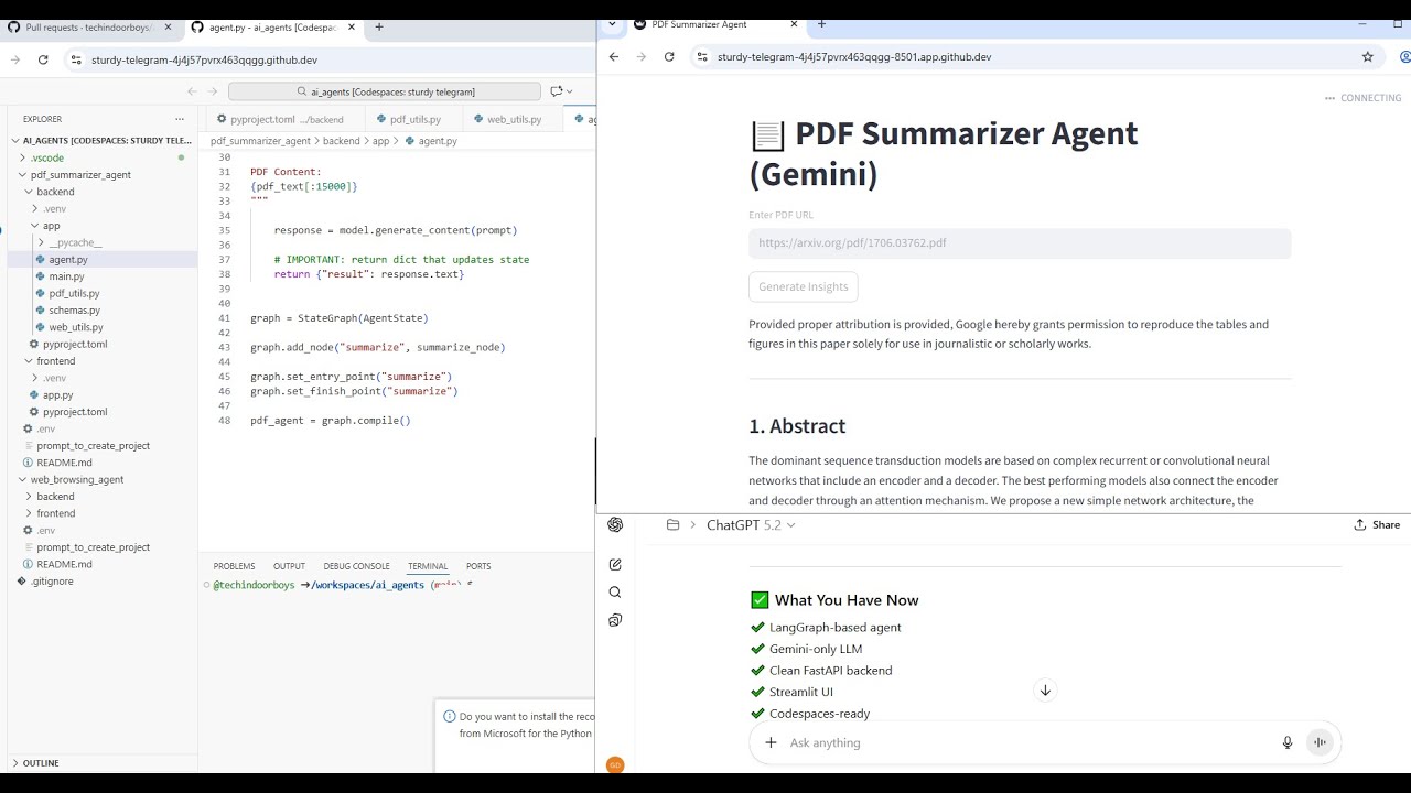 Building a PDF Summarizer AI Agent with Gemini, LangGraph, FastAPI & Streamlit