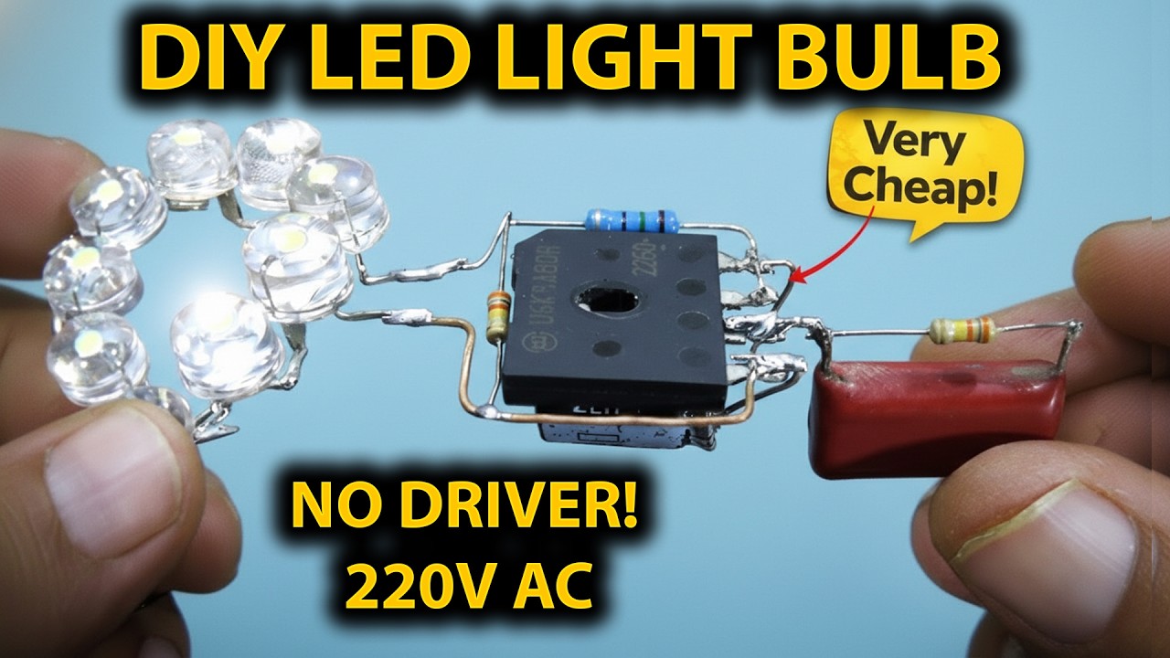 DIY LED Light Bulb Circuit Without Transformer | 220V AC Capacitor Dropper
