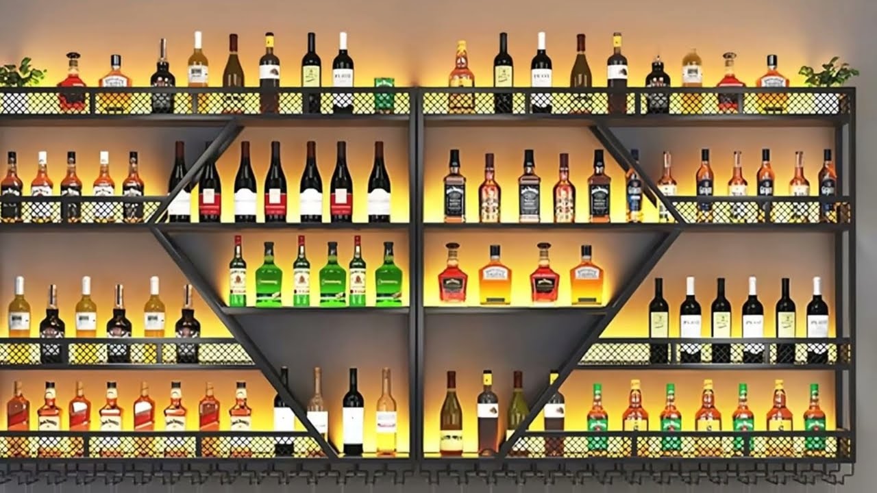 Elevate Your Bar: Wall-Mounted Wine Rack with LED Lighting! 🍷💡
