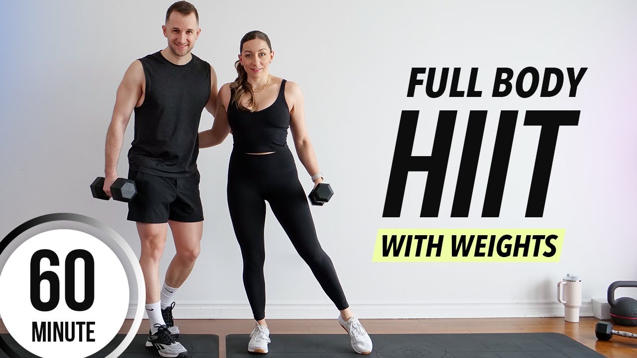 1 HOUR FULL BODY HIIT WORKOUT with Weights at Home [Strength & Cardio]