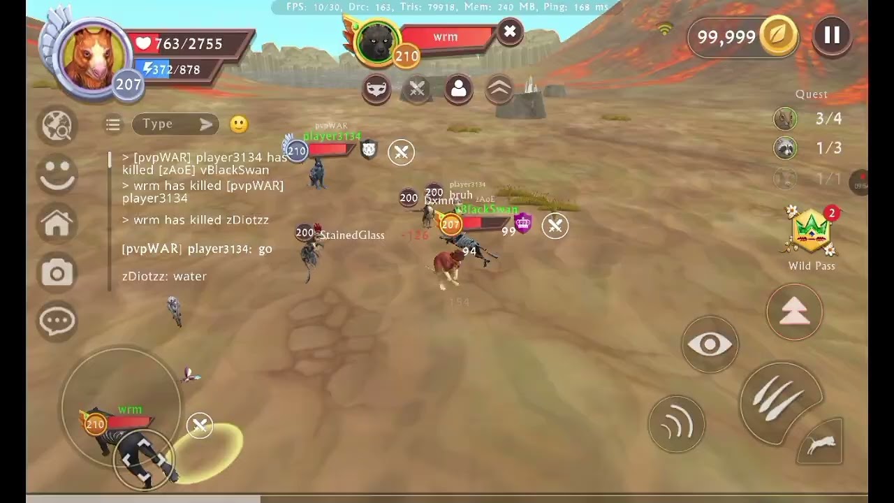 Wildcraft pvp: zDiotzz and Player vs Wrm and vBlackSwaan- [Old friend]
