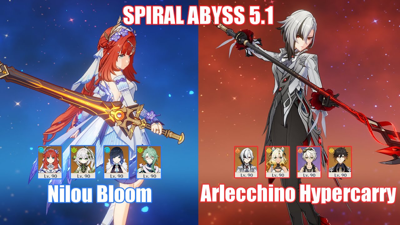 C0 Nilou Bloom & C0 Arlecchino Hypercarry | Spiral Abyss 5.1 | Genshin Impact