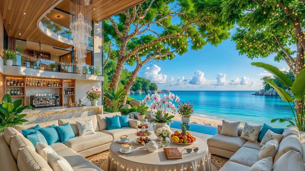Tranquil Beach Morning Jazz for Study & Focus | Soft Jazz & Ocean Breeze for Inner Peace