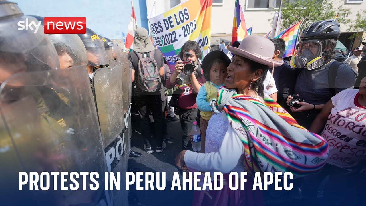 Protests in the Peruvian capital, Lima, ahead of Asia-Pacific Economic Cooperation forum