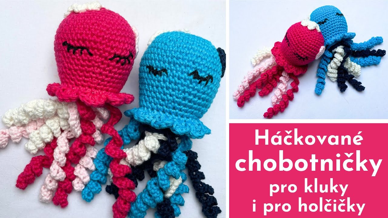 💙 Šťastné chobotničky pro sladké usínání 💗 Háčkovaná hračka pro nejmenší 💙💗Psaný návod zdarma💙