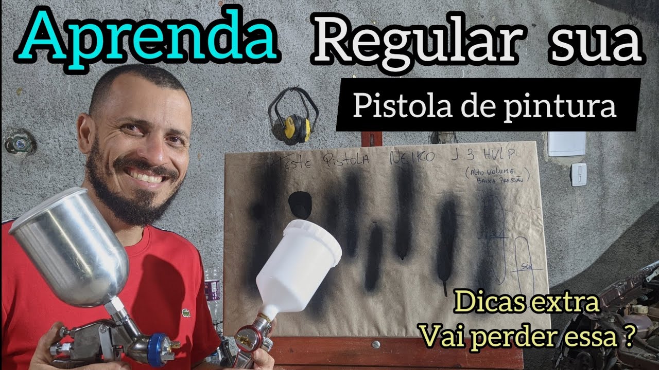 Aprenda a regular sua pistola de pintura  leque /volume de produto /regulagem de ar (passo a passo)