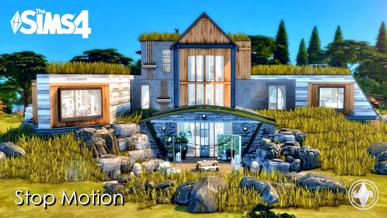 Modern ICELANDIC Scandinavian House || Stop Motion Build | The Sims 4 | No CC | Gallery Art