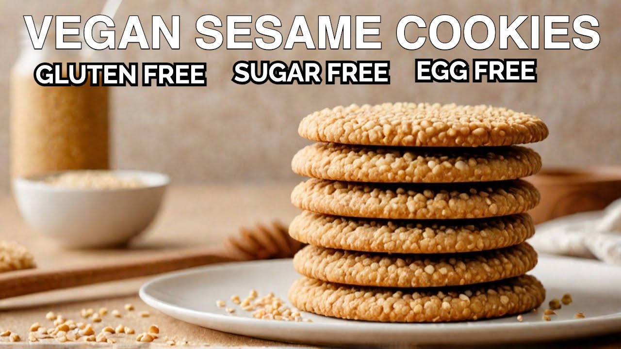 Vegan Sesame Cookies Recipe NO FLOUR NEEDED!
