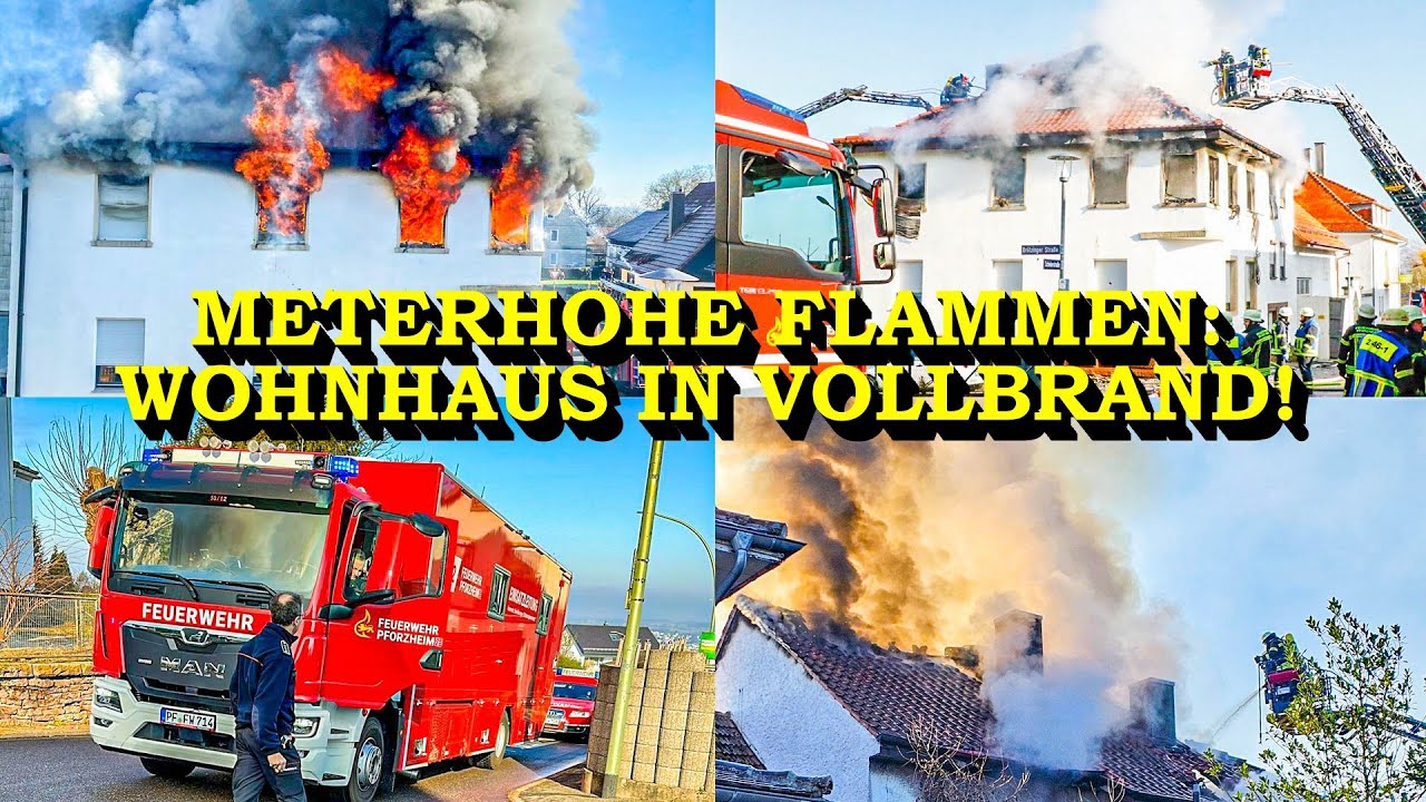 [GROSSBRAND IN PFORZHEIM] - WOHNHAUS IN FLAMMEN - | FEUERWEHR IM GROSSEINSATZ | EINSTURZGEFAHR