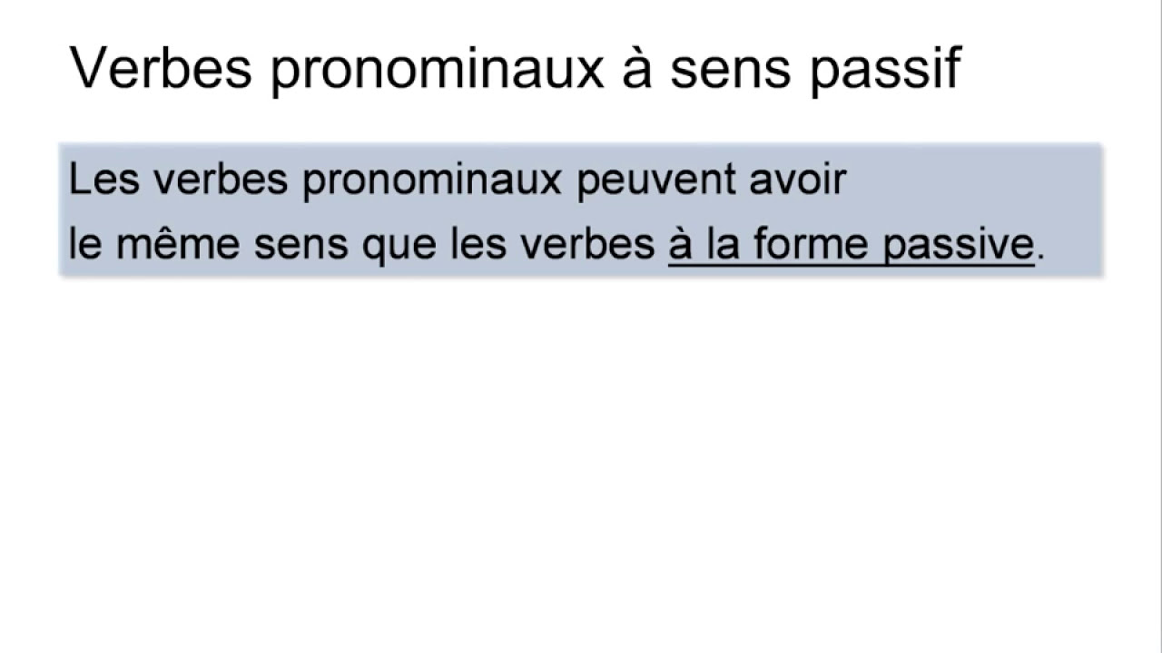 Les catégories des verbes pronominaux