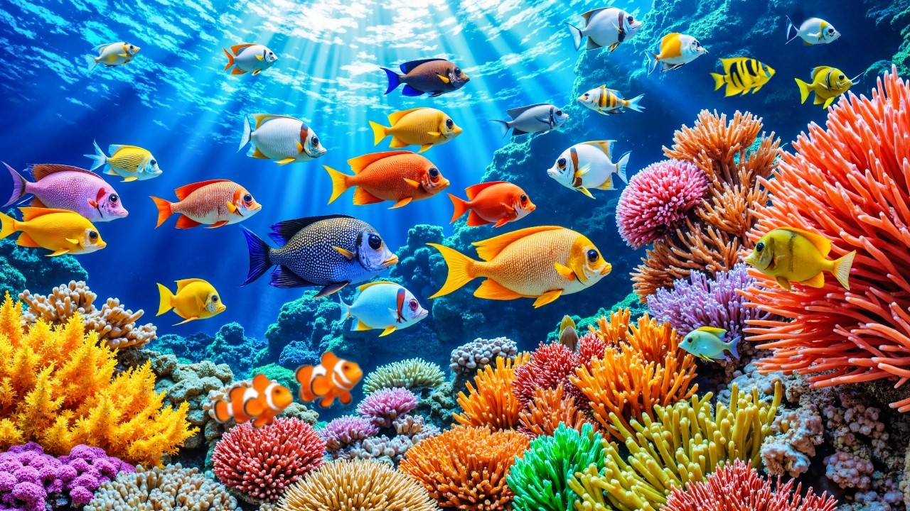 Calming Piano Music to Calm Your Mind 🐠Soothing Ocean & Coral Reef Ambience for Sleep and Relaxation