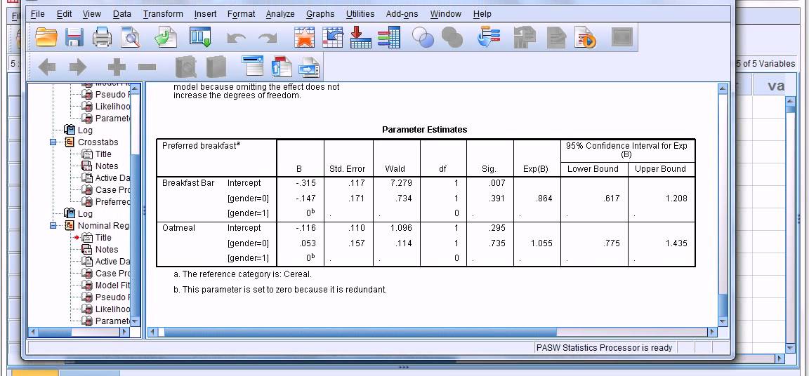 SPSS: Multinomial logistic regression (1 of 2)