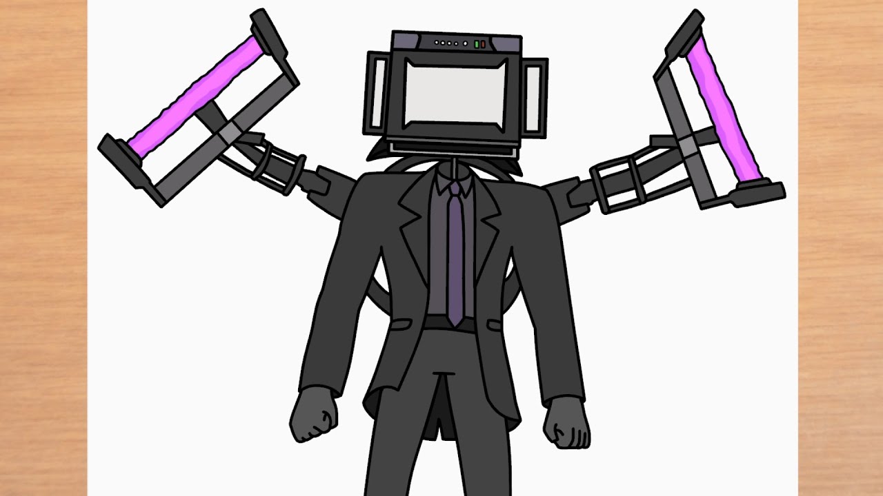 How to draw Large Tv Man upgraded Skibidi Toilet 77 part 3