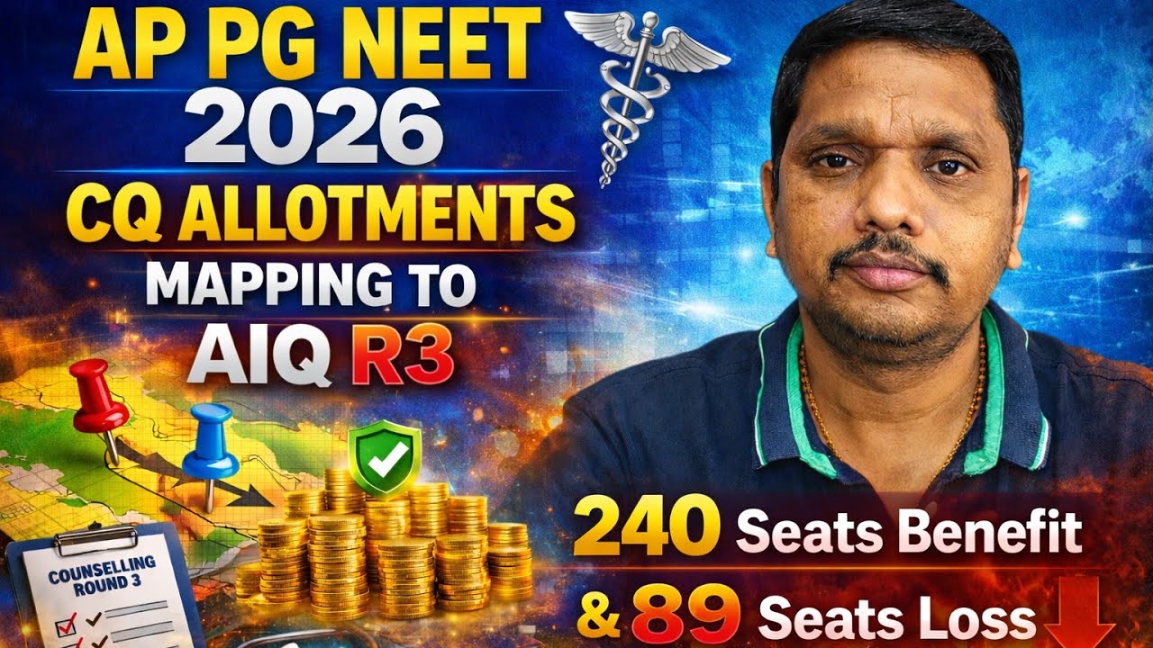 AP NEET PG 2026 CQ Allotments Mapping to AIQ R3 | 240 Seats Benefit & 89 Seats Loss | Full Analysis
