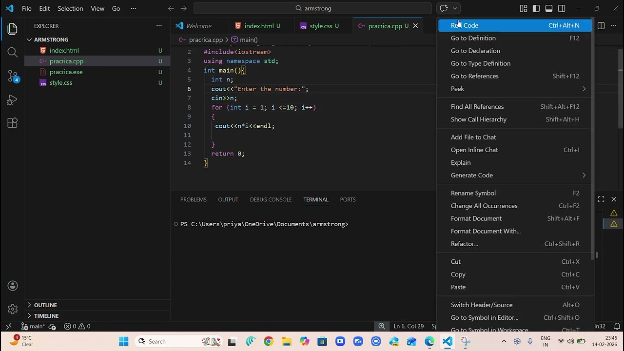 table of any number using for loop in c++ programming language
