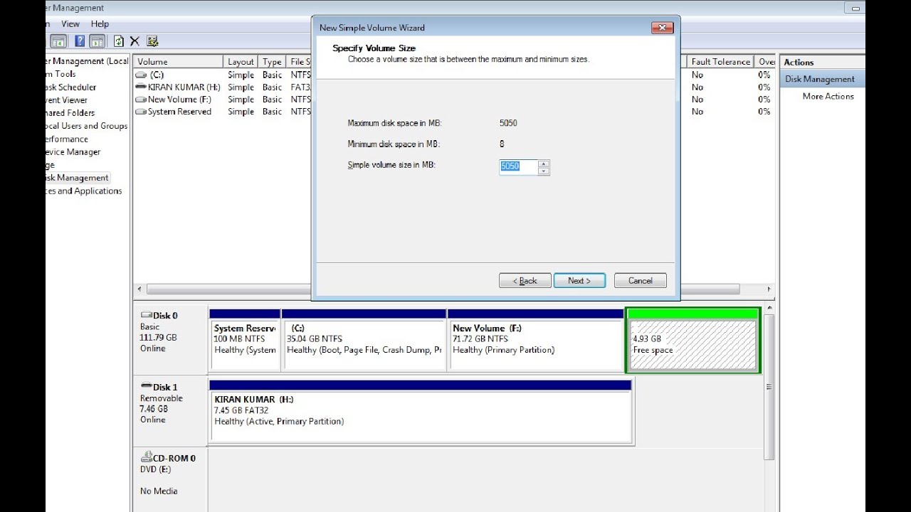 How to create partition in windows 7 after installation