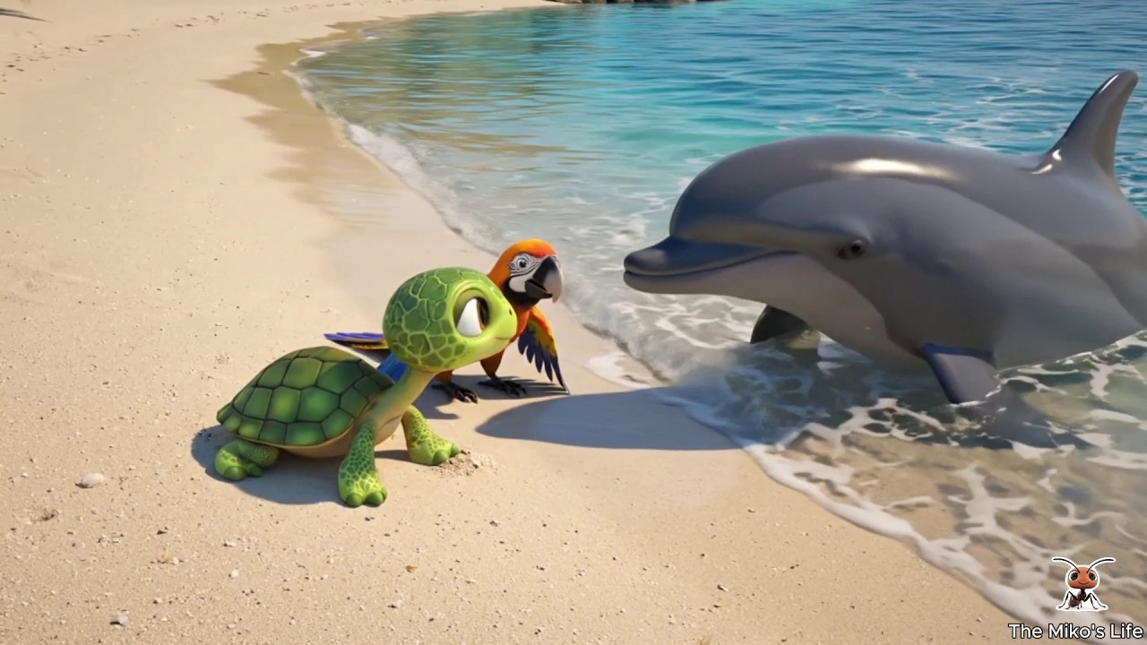 Baby Turtle Trapped on Burning Island 😱🔥 | Dolphin’s Epic Volcano Rescue | 3D Animation