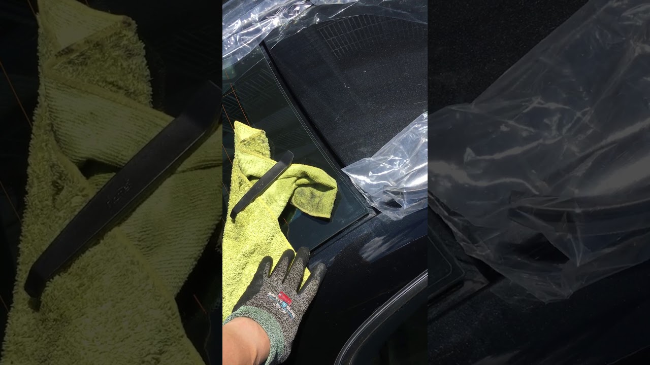 一個人更換BMW後擋風玻璃膠條 part1