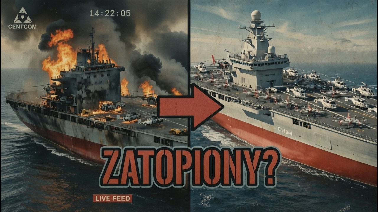 Shahid Bagheri PŁONIE! Ameryka zatopiła irański lotniskowiec dronów?