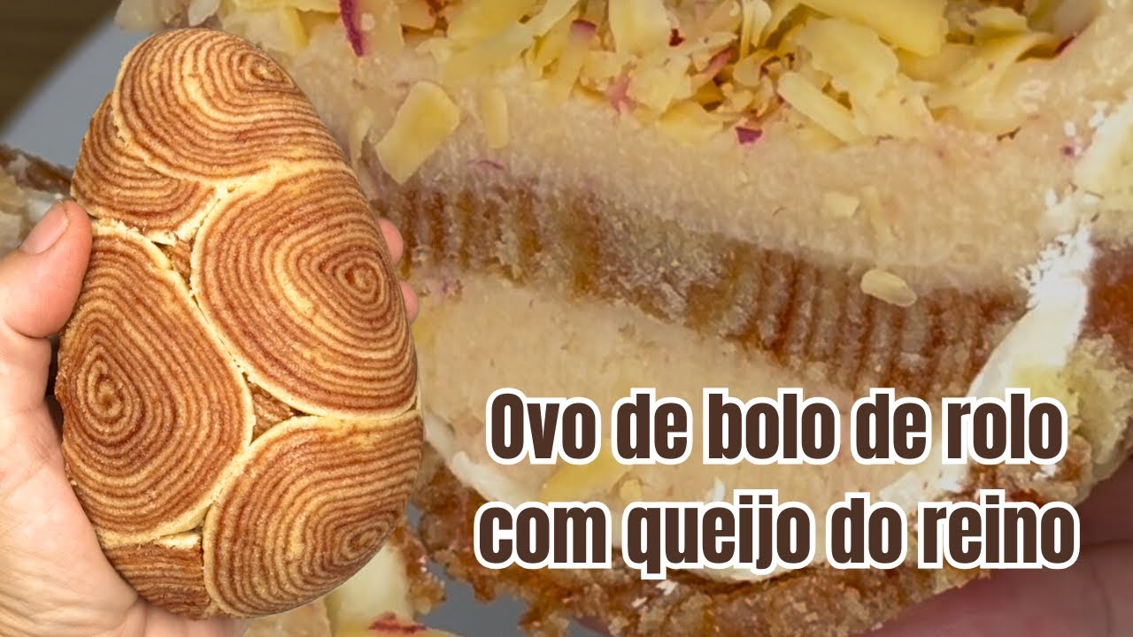 Ovo de bolo de rolo com recheio de brigadeiro de queijo do reino 😋