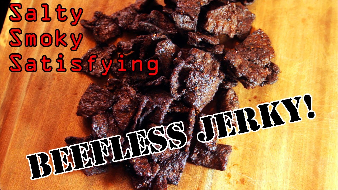 My best Beef-less Jerky Recipe, Smoked Vegan Jerky.