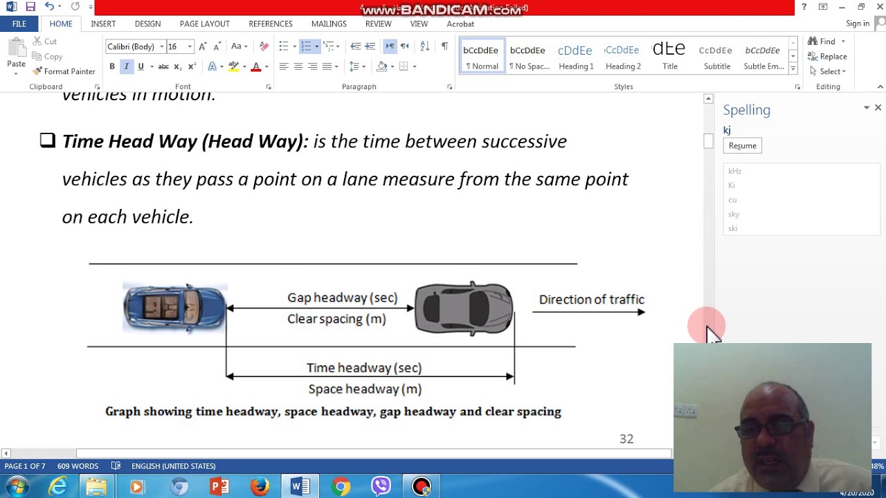 traffic flow theory I 2020 04 20 نظرية الحركة المرورية