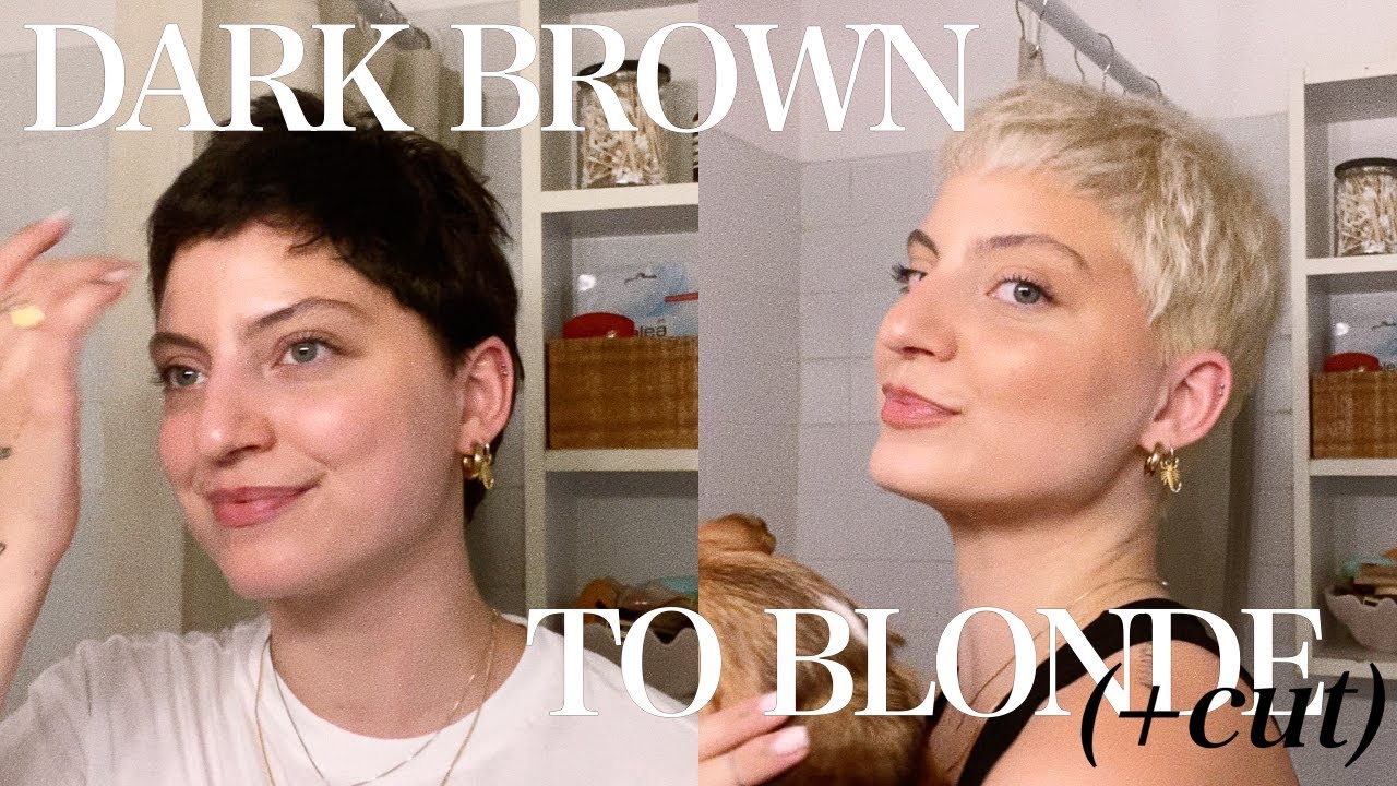 Dark Brown to Platinum Blonde Hair with ONE BLEACH ONLY | + Cut