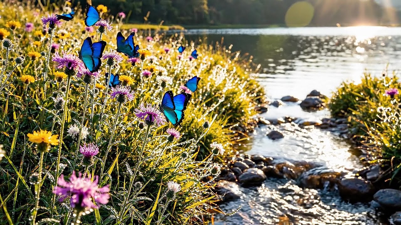 Wings of Morning | Butterflies by the Stream — 1 Hour Relaxing Nature Ambience