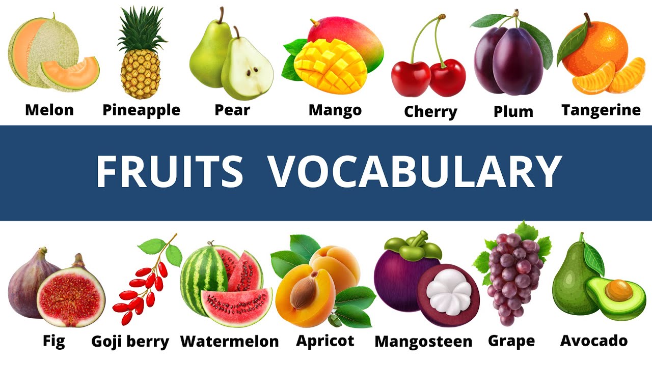 Vocabulary fruits in English || 45+ common words || Learn fruit names with pictures #vocabulary