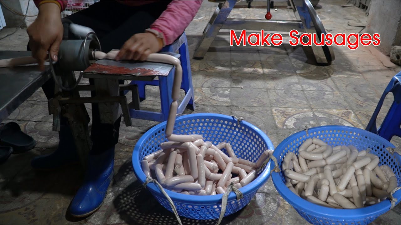 The Process of a Family Making Sausages to Sell at the Market.
