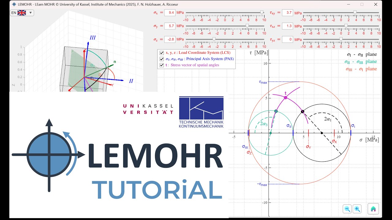 Stress Analysis Made Visual: LEMOHR App Tutorial (2D/3D Mohr’s Circles)