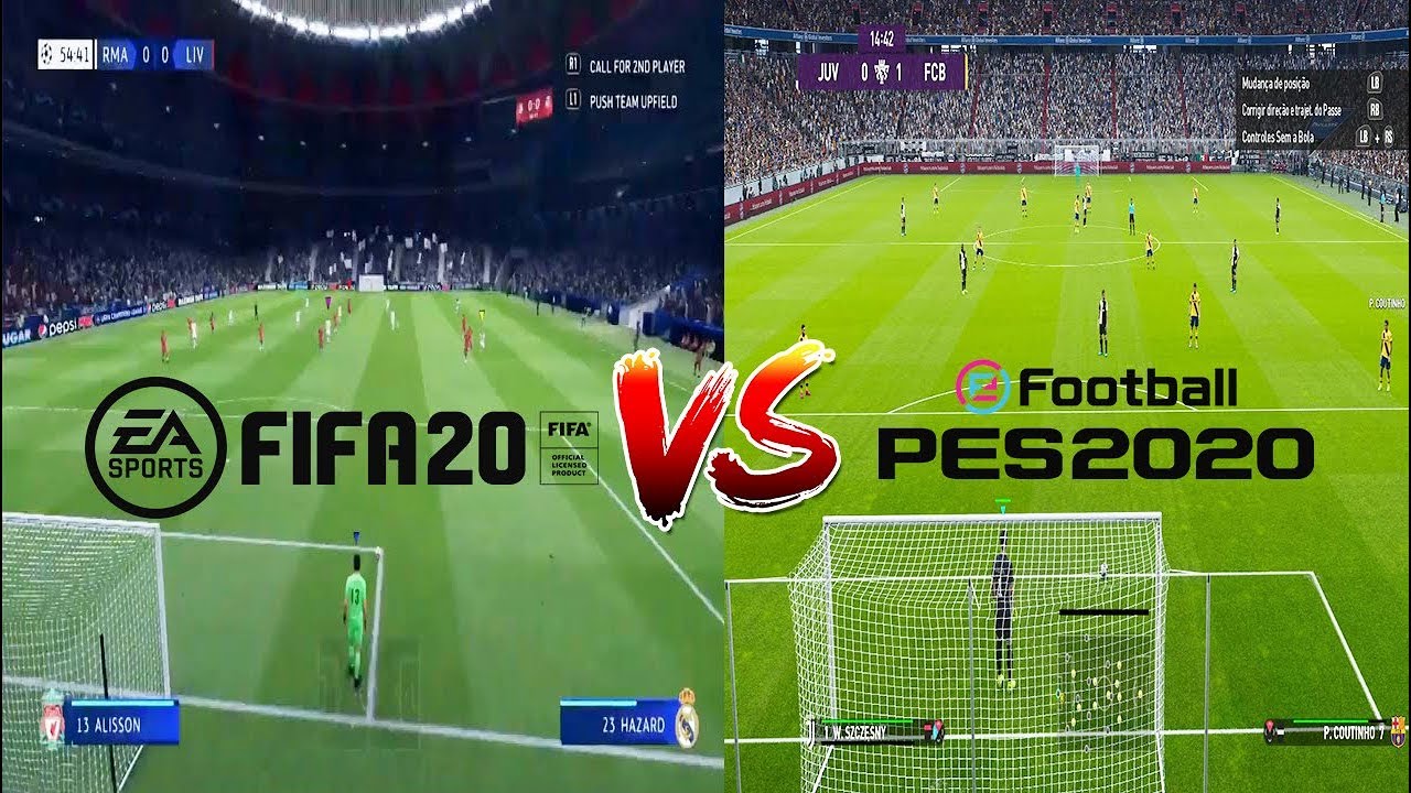FIFA 20 vs PES 2020 COMPARAÇÃO! QUEM É O MELHOR? (GAMEPLAY, GRÁFICOS E MODOS DE JOGO)
